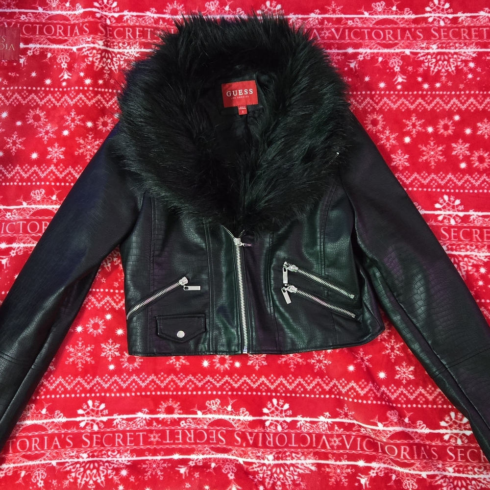 GUESS Black Faux Leather Jacket